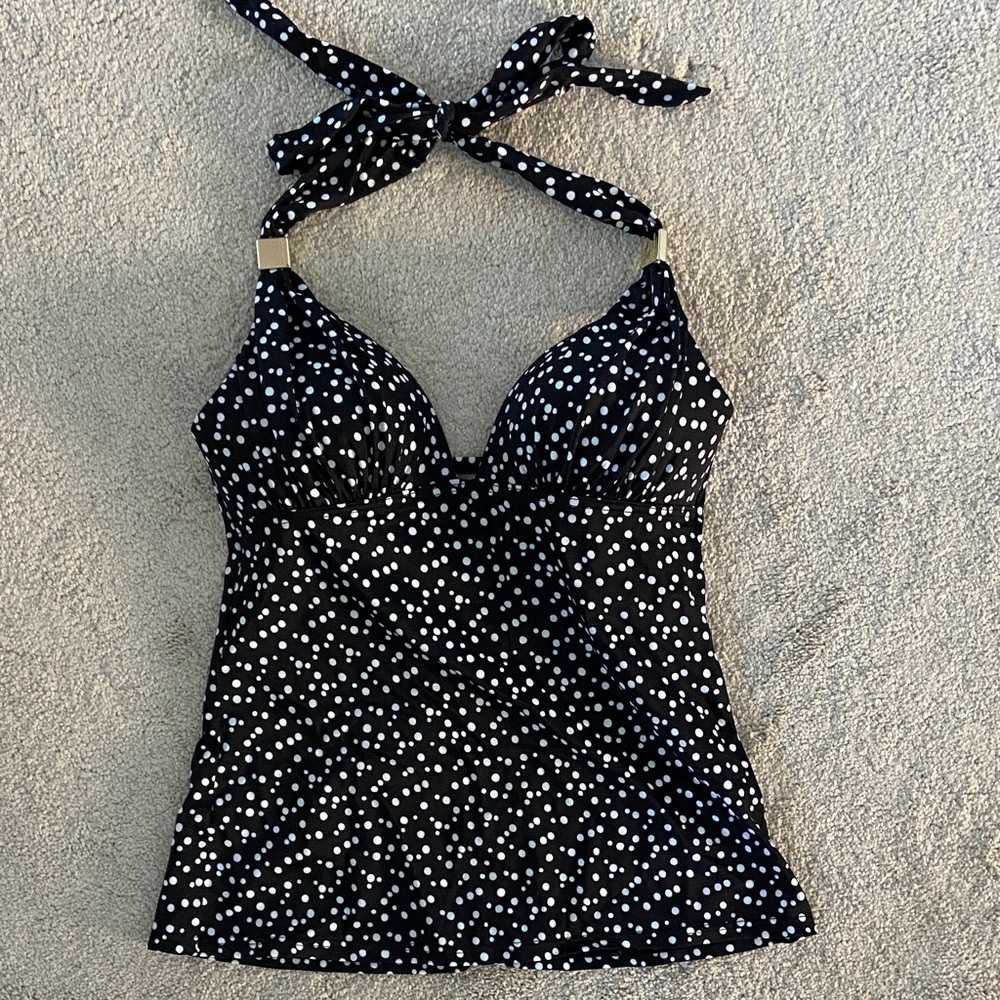 NWOT Victoria's Secret Padded Push Up Black and White Polka Dot Halter XS